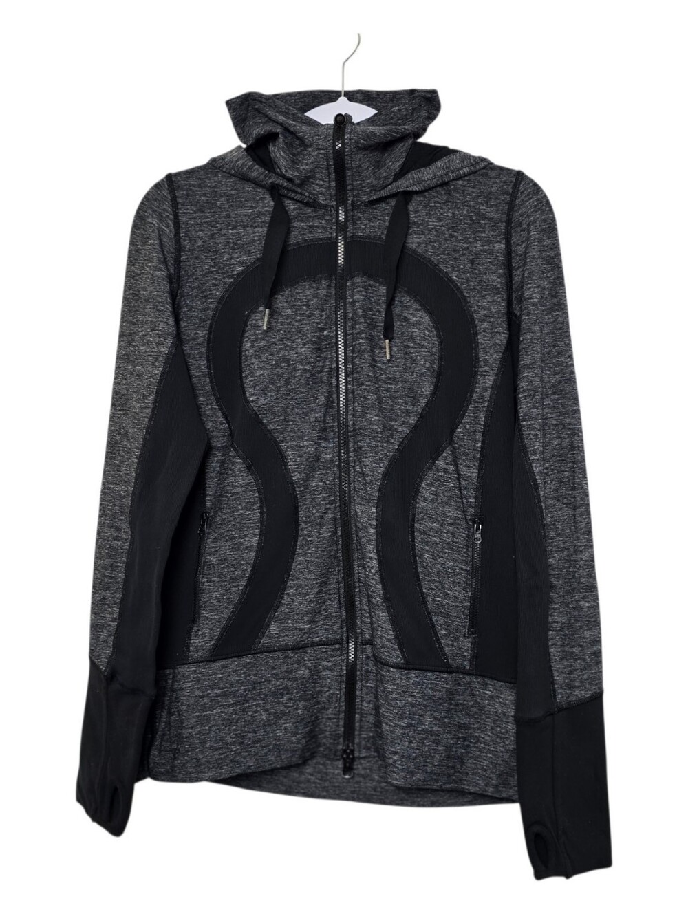 Lululemon Stride Jacket Black Heathered Grey Athletic Running Zip Up Size 10